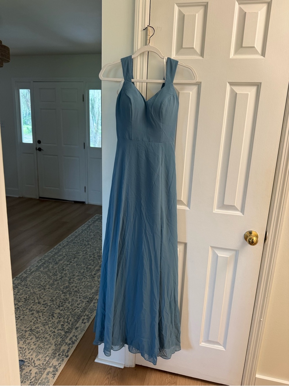 Azazie Dusty Blue V-Neck Maxi Dress